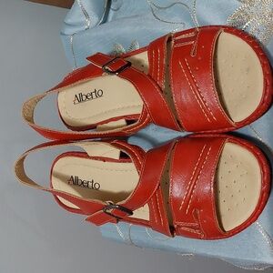Alberto Red Sandals Size 38